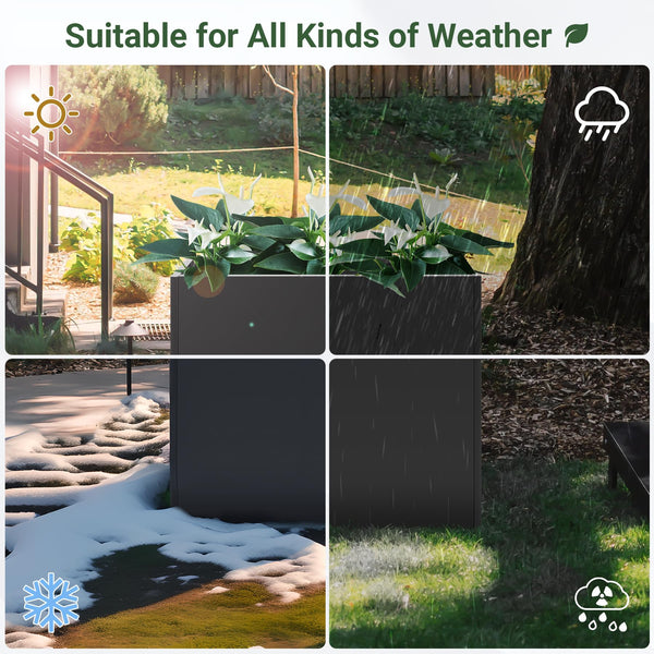 Metal Rectangular Outdoor Planter Box with Drainage Holes