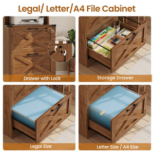 2-Drawer File Cabinet with Lock & Adjustable Shelf