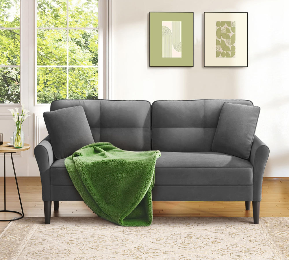 69" Velvet Loveseat Sofa with 2 Pillows | 700lb Capacity | Tool-Free Setup