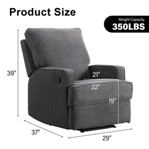 Manual Recliner Chair with Overstuffed Cushion