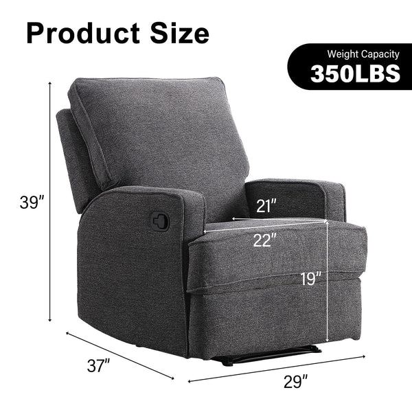 Manual Recliner Chair with Overstuffed Cushion