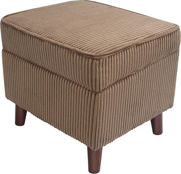 FAGAGA Storage Ottoman with Adjustable Lid, Soft Step Stool, Footrest and Seat, Ottoman Foot Rest for Living Room, Bedroom, Dorm, Green