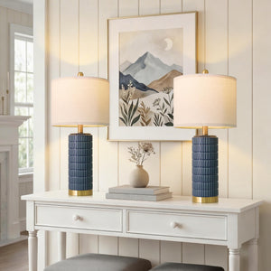 25" Ceramic Table Lamps Set of 2 with Gold Base
