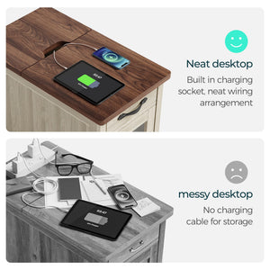 3-Piece Farmhouse Living Room Table Set with Charging Station