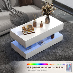 LED Coffee Table with Storage & Drawers
