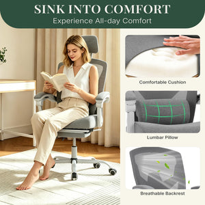 Ergonomic Office Chair with Footrest & Reclining Mesh Back