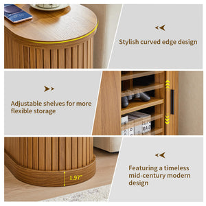 Narrow End Table with Charging Station, Door & Shelf – Walnut