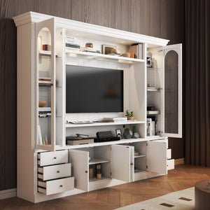 Entertainment Center with LED Light & Dual Bookcases, 101.7" TV Stand