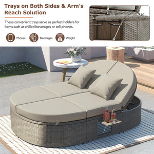2-Person Outdoor Wicker Daybed with Adjustable Reclining Backrests