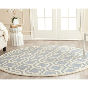 10x14 Handmade Wool Area Rug – Moroccan Style, Light Blue & Ivory
