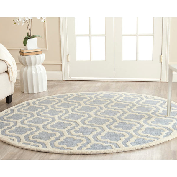 10x14 Handmade Wool Area Rug – Moroccan Style, Light Blue & Ivory
