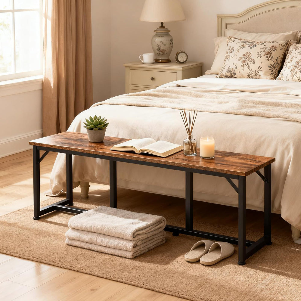 47.2" Industrial Dining Bench – Rustic Brown