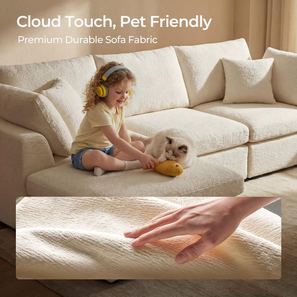 108" Cloud Modular Sectional Sofa with Washable Covers & Ottoman