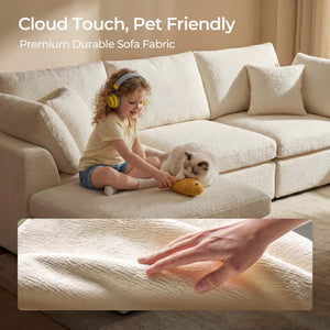 108" Cloud Modular Sectional Sofa with Ottoman & Washable Covers