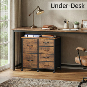 6 Drawer Mobile Lateral File Cabinet with Rolling Printer Stand