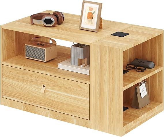 Height Adjustable Mobile Standing Desk with Storage