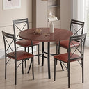5-Piece Round Dining Table Set with 4 Upholstered Chairs