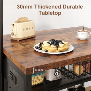 Kitchen Island with Storage & Bakers Rack