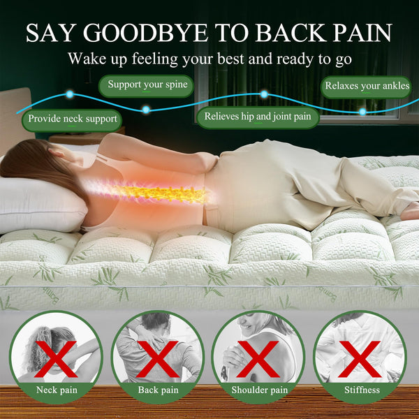 King Mattress Topper – 3 Inch Cooling Bamboo Pillow Top