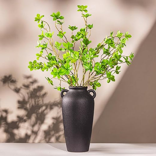 Ceramic Vase with Faux Greenery Stems Set