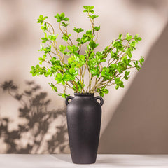 Black Ceramic Vase with Faux Greenery Stems