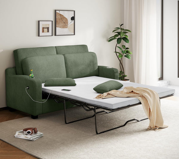 Pull Out Sofa Bed Convertible Loveseat Sleeper with Memory Foam - Queen Size