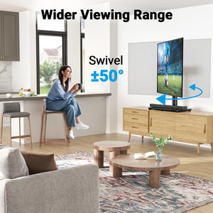 Universal Swivel TV Stand with Tempered Glass Base
