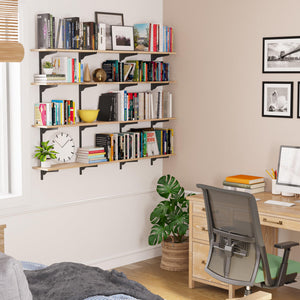 60-Inch Floating Wall Shelves with Adjustable Rail Bracket System