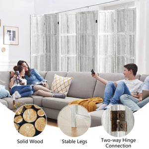 6-Panel Wood Room Divider Folding Privacy Screen