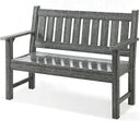 ACUEL Outdoor Bench, 2-Person Garden Bench, Poly Lumber Patio Bench for Outdoors, Porch, and Park (Brown)