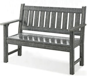 ACUEL Outdoor Bench, 2-Person Garden Bench, Poly Lumber Patio Bench for Outdoors, Porch, and Park (Brown)