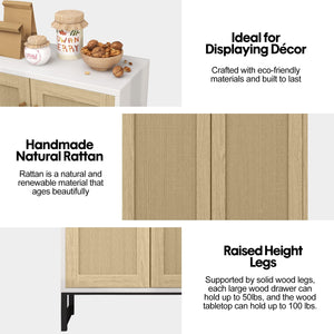 Rattan 2-Door Storage Cabinet with Shelves