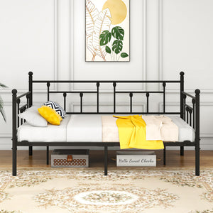 Twin Metal Daybed Frame with Storage & Steel Slats