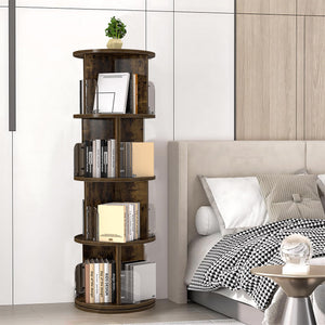 4-Tier Revolving Bookshelf Tower with Acrylic Window Partitions
