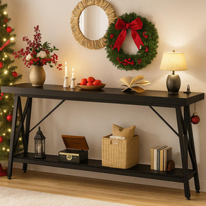 Console Table with Charging Station & Storage Shelf