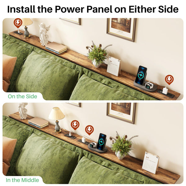 Extra Long Behind Couch Console Table with Power Outlets