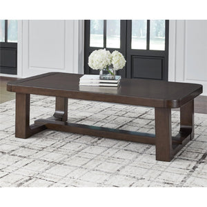 Modern Coffee Table with Trestle Base – Dark Brown
