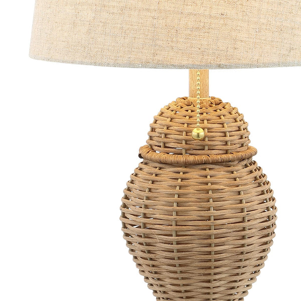 Natural Wicker Table Lamp Set of 2 with Linen Shade
