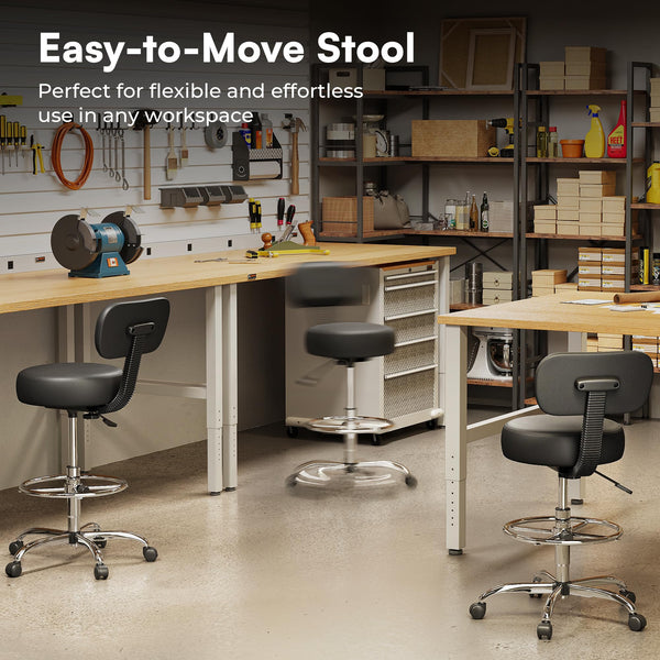 Adjustable Height Drafting Chair with Back & Footrest