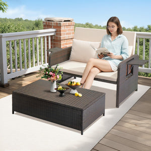 Convertible Patio Daybed with Storage Ottoman & Adjustable Backrest