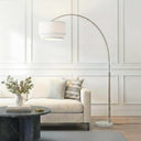 Arc Floor Lamp with Marble Base & Drum Shade