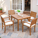 5-Piece Acacia Wood Outdoor Dining Set with Cushions