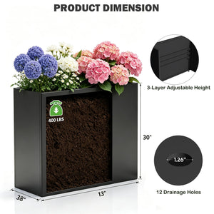 Heavy Duty Metal Planter Box with Removable Shelf