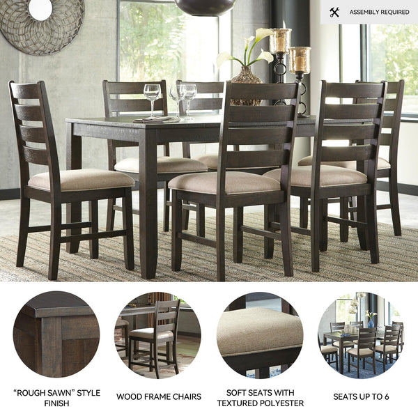7-Piece Dining Table Set with 6 Upholstered Chairs