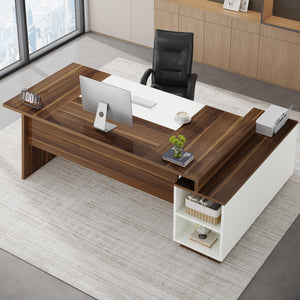 L-Shaped Executive Office Desk with Storage