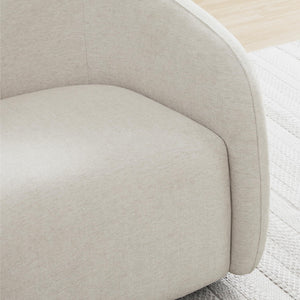 360° Swivel Accent Chair – Cream Fabric, Round Barrel Design