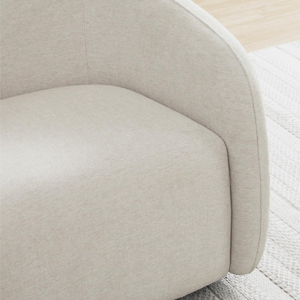 360° Swivel Accent Chair – Cream Fabric, Round Barrel Design