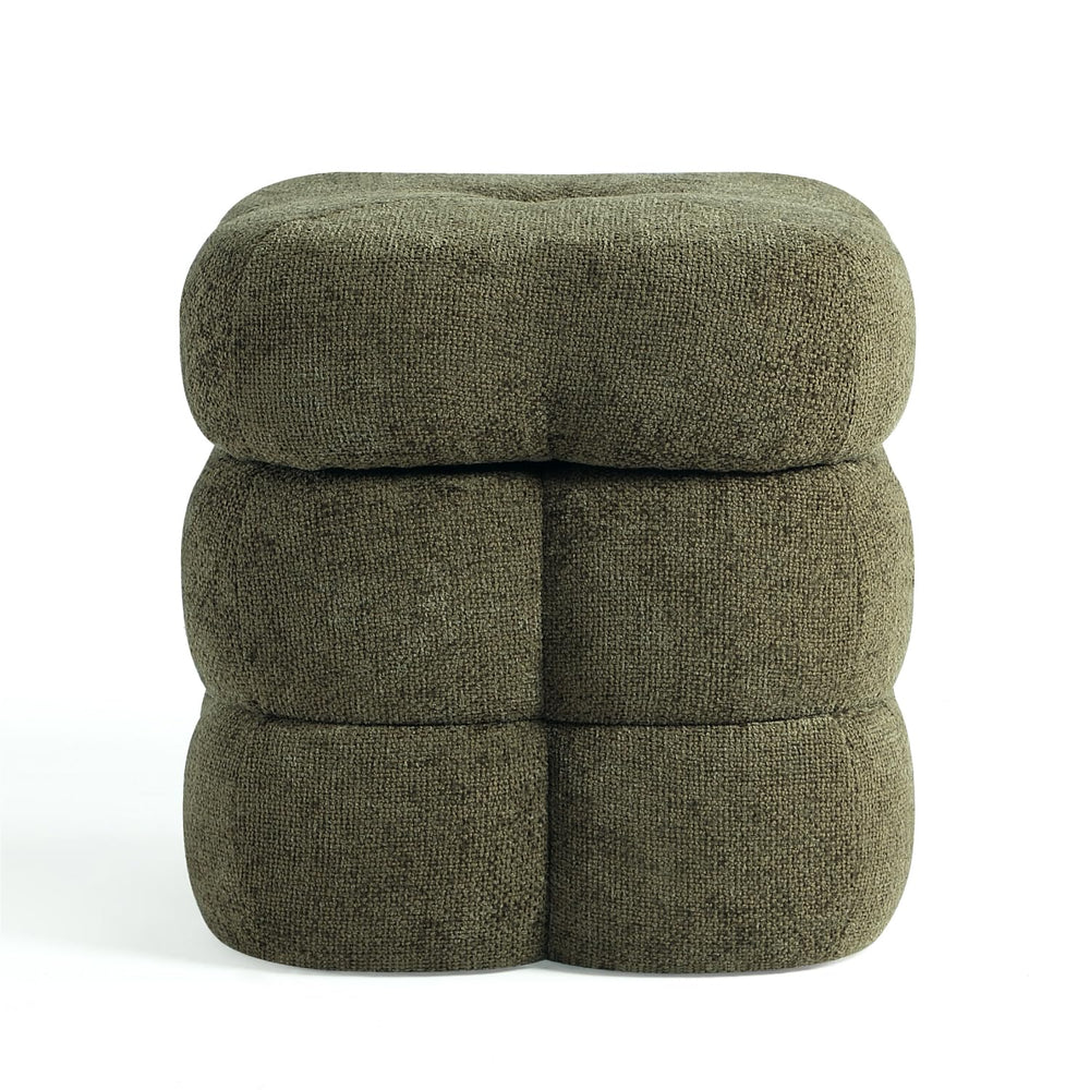 360° Swivel Flower Ottoman Linen Vanity Stool with Footrest