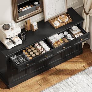 63-Inch Buffet Cabinet with Storage, 4 Doors, Drawers & Shelves