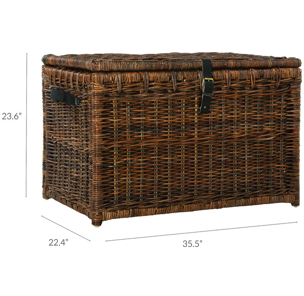 Wicker Storage Trunk with Lid – Collapsible Rattan Chest